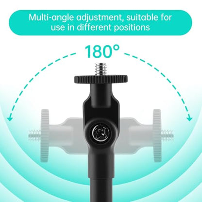 Desk Mic Stand 1/4 inch Thread Adjustable Table Mic Stand Multi-Use Desk Webcam Cell Phone Mount for Camera Ring Light Holder Microphone Clip on Table with Microphone Clip, Cell Phone Clip