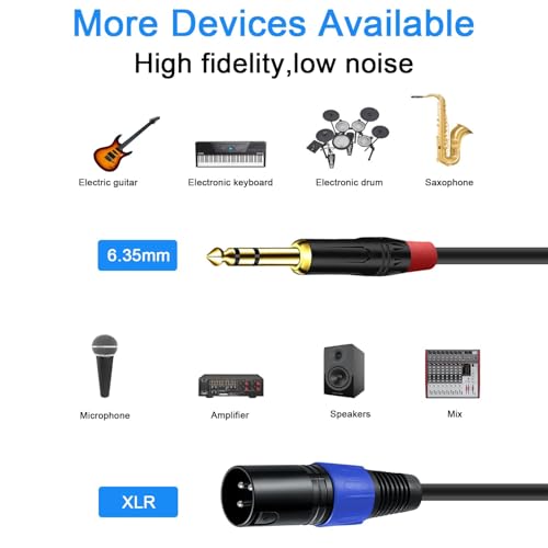 6.35mm Dual TRS to XLR Male Cable for Microphone, Mixer, Amplifier, 3.3 FT, Dual1/4 TRS to XLR Audio Cable, Y Splitter Patch Cord, 3-Pinxlr to Dual 1/4 Male Converter Adapter Cable - size: 3.3Ft, 1Pack, style: Dual 1/4 to XLR Male
