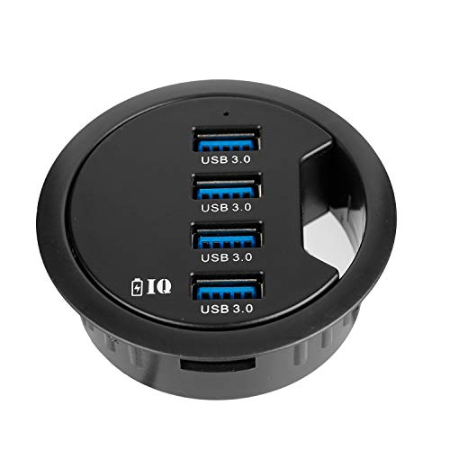 WDX Grommet Hole in Desk USB 3.0 4 Port Hub/BC 1.2 USB Charger, for iPad/Tablet and iPhone/Smart Phones - color: 4 Port Type A