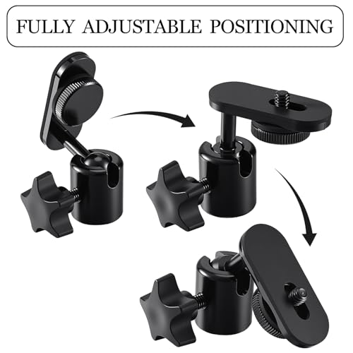 Konohan 2 Pack Camera Mount Mic Stand Adapter Ball-and-Socket Head Mic Stand Adapter Fits Standard 1/4-20 Camera Threads