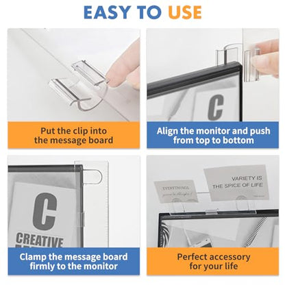 Barelove 2 Pack Computer Monitor Memo Board Document Holders (Left & Right) + Sticky Note, Acrylic Screen Paper Clip Message Pad, Reminder Side Panels Organizer for Students Office Desktop