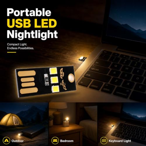 10 Packs Mini USB Light, Ultra-Bright LED Reading Lamp for Laptop Keyboard, Portable and Energy-Efficient Nightlight for Power Banks, Travel, Camping Accessories