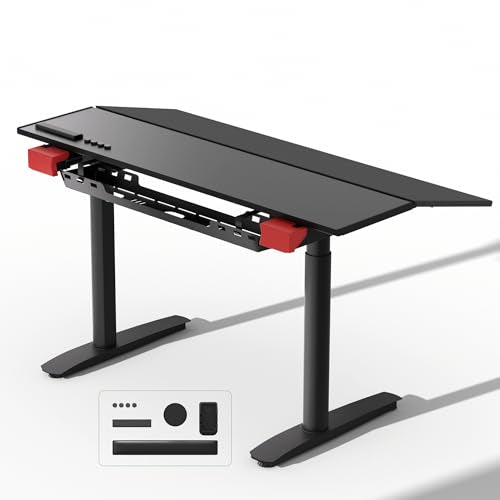 JWX Tilt Standing Desk, 0 to 15 Degree Ergonomic Tilting Desktop, Electric Height Adjustable Sit Stand Desk, 4 Motor Frame, TPU Soft Touch Surface, Home Office Gaming Desk - size: Ergonomic Tilt