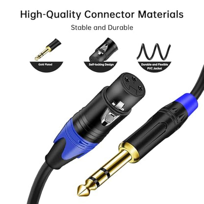 (2Pack / 6 inch) XLR to 1/4 TRS Stereo Adapter,XLR Female to 1/4 Inch (6.35mm) Balanced Microphone Stereo Audio Converter AdapterCable for Speakers, Mixers, Amplifiers - color: 6 inch - 2 pack