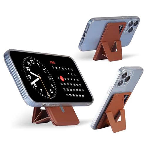 The Magnetic Wallet Stand and Card Holder, The Tripod for iPhone, with Multi - Angle Adjustable Feature, is Compact and Portable, has Strong Magnetic Attraction(Brown) - color: brown