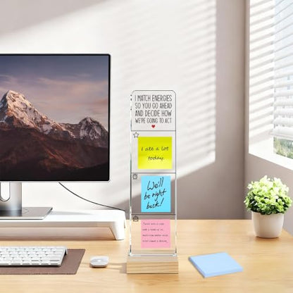 Monitor Memo Board with Removable Wooden Base Acrylic Portable Sticky Note Holder, I Match Energies So You Go Ahead and Decide How We're Going to Act Sign, Office Desk Set Sticky Notes - color: Going to Act