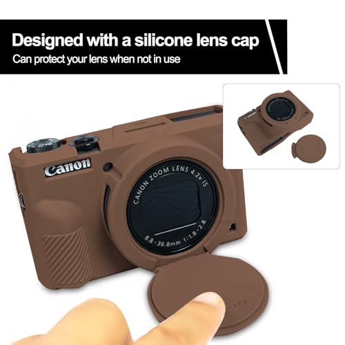 Easy Hood Case for Canon Powershot G7 X Mark III Digital Camera, Soft Silicone Protective Cover with Removable Lens Cover for Canon Powershot G7X Mark III DSLR Camera (Brown) - color: G7X3 Brown