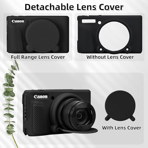 Camera Case for Canon PowerShot SX740/ SX730 Digital Camera,SX740 HS Case, Soft Silicone Protective Case Removable Lens Cover,Comes with 2 Screen Protectors and 1 Wrist Strap. (Black) - color: Black
