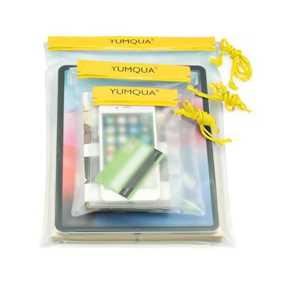 YUMQUA Clear Waterproof Bag, Waterproof Document Pouch Passport Holder Water Tight Map Case Waterproof Pouch Water Proof Small Dry Bags for Kindle Phone Tablet Camera, Kayak Boat PaddleBoard - color: Yellow