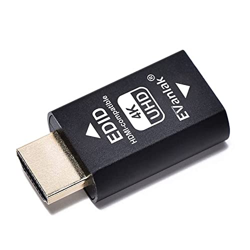 EVanlak Hdmi Edid Emulator Passthrough 3rd Generrtion Premium Aluminum Eliminated Emulator Adapter Work with Mac Thunderbolt to HDMI Switches/Extender/AV Receiver/Video Splitters 1080-3840x2160@60H - color: HDMI EDID 4K-1P