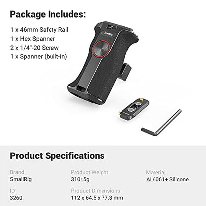 SmallRig Push-Button Rotating NATO Handle, Quick Release Handgrip for DLSR Camera Cage Kit, w/Built-in NATO Rail, Left Side - 3260