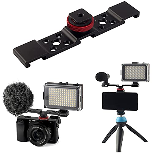 Fotoconic Hot Shoe Extension Bar Mount, Triple Cold Shoe Extension Flash Bracket, Compatible with Nikon Canon Sony Olympus DSLR Camera, Microphone, Led Video Light, Camcorder DV
