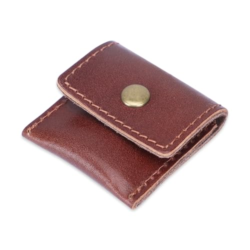 Leather Ring Pouch, Brown Leather Jewelry Holder, Wedding Case for Men and Women - Full Grain Pouch for Engagement Handcrafted Bridal Jewellery Storage, Guitar Picks Camera SD Card Holder - color: Wine