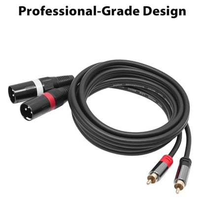 Cyberguys! RCA to XLR Cable, 2 XLR to RCA Bi-Directional Audio Cords, Shielded with OxygenFree Copper, Gold-Plated & Nickel-Plated Connectors, Compatible with Mixer Amplifier Speaker Sound Card, 6 FT