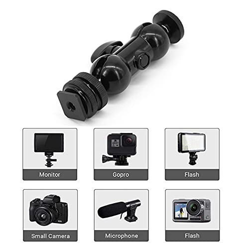 Cool Ballhead Multi-Function Double Ball Head with Cold Shoe Mount and 1/4" Screw for DSLR Cameras/Camcorders/Camera Cage/Monitor and LED Light