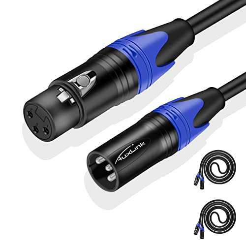 XLR Microphone Cable, XLR Cables 15ft 2 Pack, XLR Male to Female Microphone Cable 3 Pin Suitable for Speaker Systems, Radio Station, Stage Lighting and More - size: 15 Ft 2 Pack