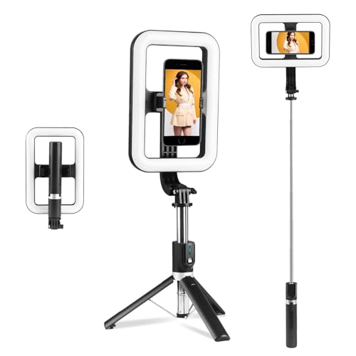 Selfie Ring Light with Stand, Tripod with Dimmable LED Lights, Extendable Ring Light Tripod for Photography, Video Recording, Live Stream, Makeup