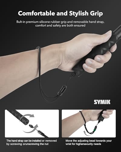 SYMIK Invisible Selfie Stick for Insta360 120cm / 47.2 in, 360 Camera Stick | Aluminum Alloy Extension Selfie Stick, with 1/4'' Screw and Wrist Strap for Insta 360 X5 X4 Air X3 ONE X2, DJI Osmo 360 - size: 120 cm / 47.2 in