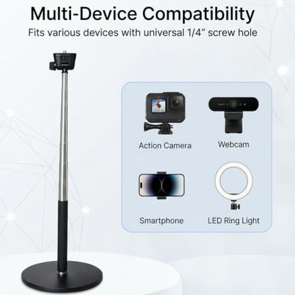 LenTok Webcam Stand for Desk, Telescopic Webcam Mount Camera Stand for Logitech Webcam C922 C930e C920S C920 C615 C960 C920x BRIO 4K NexiGo N60 etc, for Zoom Meetings, Streaming, Video Recording