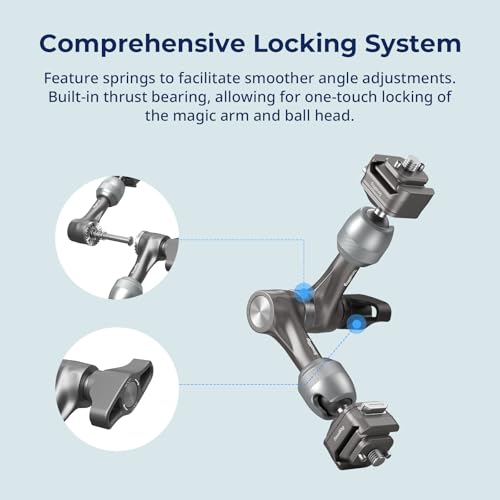 SMALLRIG 7" Rosette Magic Arm, HawkLock H21 Quick Release Structure, w 1/4"-20 Screws and Anti-Twist Pins, for Monitors, Lights, Max Load Cpacity 3.5kg - size: 7" (HawkLock)
