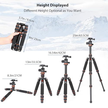 Koolehaoda Mini Tabletop Tripod with 360° Ball Head, Aluminum Portable | Compact Lightweight Desktop Camera Tripod Stand with Quick Release Plate, Adjustable Height for DSLR Video Camcorder Phone