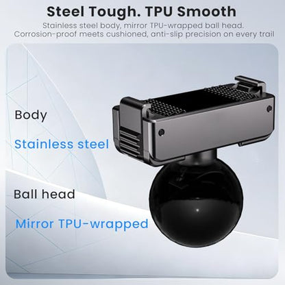 25mm Ball Head Magnetic Mount with Mechanical Lock for DJI Action 6/Osmo Nano, RAM B-Size Compatible, Aluminum Adapter for Motorcycle Handlebar, Fork Stem, Marine Rail Mounts