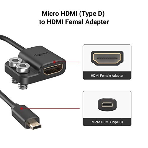 SMALLRIG Ultra Slim 4K Adapter Cable (D to A), Micro-Sized Ports Male to Full-Sized Ports Female, 4K@60HZ, for Sony A7R IV A7RIII A7III A7II A7RII / for Fujifilm X-T2 X-T3-3021 - style: D to A