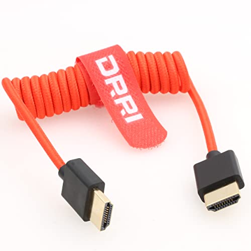 8K HDMI to HDMI 2.1 Ultra High-Speed Braided Coiled Cable for Canon C100 C200 C300 C500 R Sony A7III a7s3 FS700U /Panasonic Lumix BS1H to Atomos Ninja V - color: Red braided Coiled, size: HDMI-HDMI