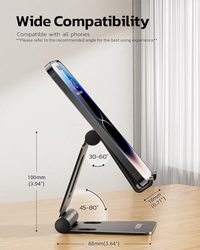 Nulaxy 2 Pack Dual Folding Cell Phone Stand, Fully Adjustable Foldable Desktop Phone Holder Cradle Dock Compatible with Phone 16 15 14 13 12 Pro Xs Xs Max Xr, All Phones, Black&Red - color: G-Black & Red