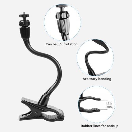 Smatree Flexible Jaws Flex Clamp Mount Gooseneck Extension Compatible for OSMO 360, Logitech Webcam C925e/C922x/C922/C930e/C930/C920x, NexiGo N60/Hello Cam,GoPro Hero 13/12/11/10/9/8/7/6