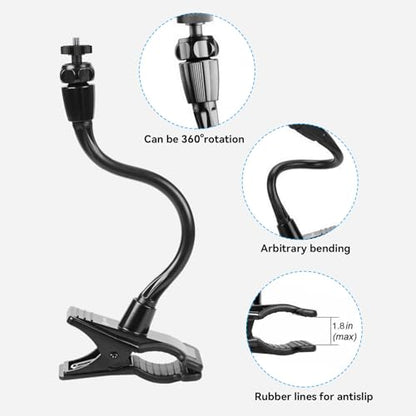 Smatree Flexible Jaws Flex Clamp Mount Gooseneck Extension Compatible for OSMO 360, Logitech Webcam C925e/C922x/C922/C930e/C930/C920x, NexiGo N60/Hello Cam,GoPro Hero 13/12/11/10/9/8/7/6