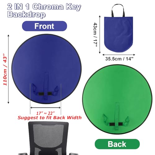 Cosmos 1 Pc Blue Screen Backdrop 43 in / 110 cm Diameter Foldable Portable Photography Background Green Screen Chroma Key Backdrop for Photography Photo Video Studio, Live Streaming, Video Meeting - color: Blue & Green (Double Sides)