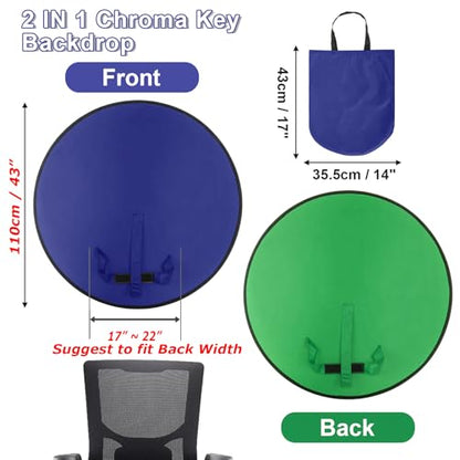 Cosmos 1 Pc Blue Screen Backdrop 43 in / 110 cm Diameter Foldable Portable Photography Background Green Screen Chroma Key Backdrop for Photography Photo Video Studio, Live Streaming, Video Meeting - color: Blue & Green (Double Sides)