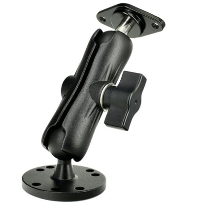 VAUBORTTI Aluminum 1-Inch Ball Mount with Diamond and Round Base, AMPS Hole Pattern for Car Boat Dash Mounting, Compatible with RAM B Size, for GPS Fish Finder Tablet Camera