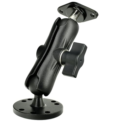 VAUBORTTI Aluminum 1-Inch Ball Mount with Diamond and Round Base, AMPS Hole Pattern for Car Boat Dash Mounting, Compatible with RAM B Size, for GPS Fish Finder Tablet Camera