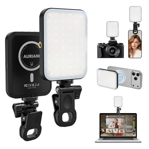 Magnetic Selfie Light for iPhone, Selfies Video Lighting, 6 Lighting Modes, 12 Brightness Levels, Clip, Magnetic or Camera Mount, Ideal for TikTok, Zoom, Makeup, Live Streaming - color: 60-Black
