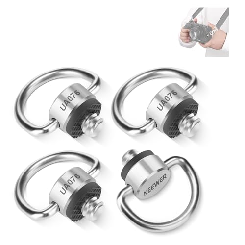 NEEWER D Ring Screw Set (4 Pack), Stainless Steel 1/4" Threaded Fixing Screw Replacement for Shoulder Strap Wrist Strap Sling Handle DSLR Camera Cage, UA076 - style: UA076