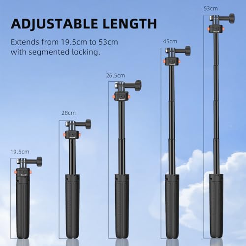20" Osmo Pocket 3 4 Tripod, Xtra Muse Mini Table Desk Extendable Stand Small Handheld Selfie Stick Quick Release 1/4 Screw Vlog for DJI Action 6 5 Pro 4 for Insta360 X4 X5 Luna Ultra Accessories