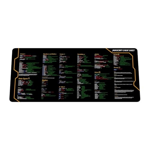 Javascript Cheat Sheet Desk Mat for Software Engineers, Software Development Mouse Mat, Web Developers and Programmers Mouse Pad, Gift Coworker Quick Key, Anti-Slip Keyboard Pad KMH - color: Javascript 1