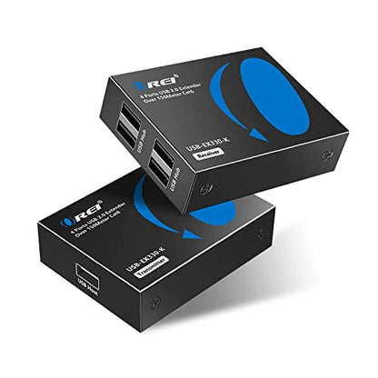 OREI USB 2.0 Extender Over Ethernet up to 330 Feet, USB Over Cat6/Cat7 LAN Cable Extension Kit with 4 USB Ports, 480Mbps Data Transfer, Plug & Play, Supports Webcam/Printer/Keyboard - USB-EX330-K