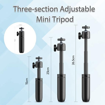 ULANZI MT88 ClipMate Tripod Mini Extension Rod for Pocket 3/Xtra Muse/Insta360 X5 X4/Action Cameras, 3-in-1 Selfie Stick w Backpack Mount Shoulder Strap, Adjustable Tabletop Tripod Handle Grip