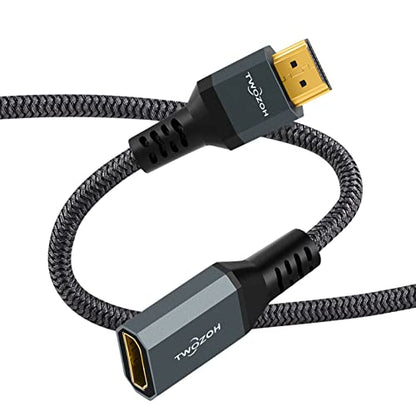 Twozoh 8K 4K HDMI Extension Cable, HDMI 2.1 Male to Female Cable, Nylon Braided HDMI Extender Cable Support 8K@60Hz 4K@120Hz 48gbps（1.6FT） - color: 8K 1-PACK, size: 1.6 FT