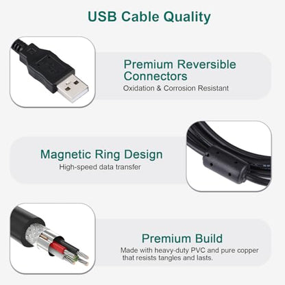 Camera Charger Cable Cord for Casio Exilim EX-H60 EX-ZS220 EX-N50 QV-R200, 8-Pin Data Transfer Cable Replacement for Casio EMC-5U 5FT - style: For Casio 8 PIN