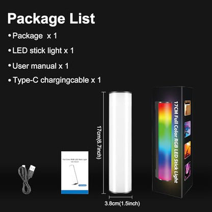 6.7" RGB Video Light Wand, Magnetic Handheld Tube Light Stick 2500K-9000K CCT & 20 Scene Modes with 2000mAh Battery, 95+ CRI, 120° Beam Angle for Photography YouTube TikTok Vlog - size: 6.7 inch