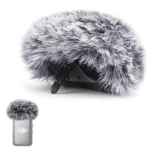 Microphone Windscreen Compatible with DJI Mic 2 Transmitter/OSMO Pocket 3 - Furry Microphone Wind Muff Foam Cover (Not for DJI Mic 1), Gray - size: 3.5mm Plug x 1