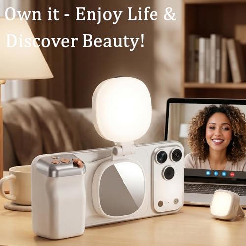 Magnetic Camera Grip for Phone, Stabilizer Grip with Light Bluetooth Remote, Content Creator Filming Kit for Video Recording, Portable Mobile Photography Equipment