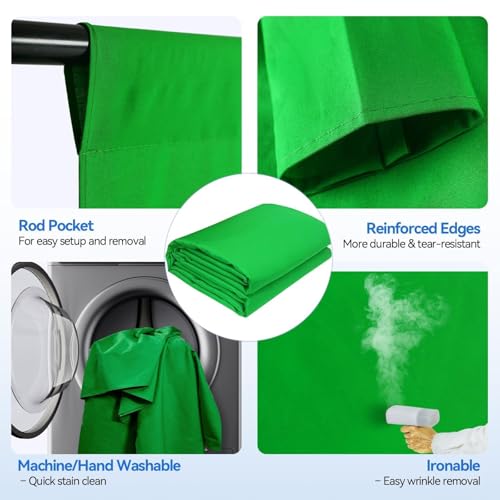 EMART 8.5 x 10ft Green Screen Backdrop Kit with Tripod Stand, Photography Background Support System with 10 x12ft 100% Cotton Muslin Chromakey Backdrop for Photo Studio, Video Shooting, Live Streaming - size: 8.5*10ft Stand/10*12ft Backdrop