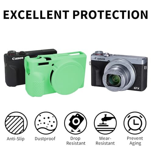 G7X Mark III Case, Soft Silicone Protective Case Cover for Canon Powershot G7X Mark III Digital Camera, Durable Camera Body Skin Protector with Removable Lens Cover - Turquoise - color: Turquoise