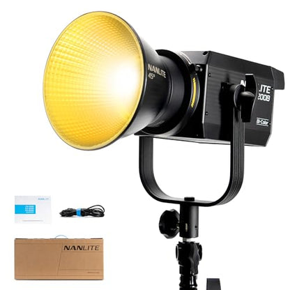 Nanlite FS-200B 220W Bi-Color LED Video Light, 2700K-6500K COB Studio Light with Bowens Mount, App Control, Quiet Fan, High CRI for YouTube, Photography, Filmmaking & Live Streaming