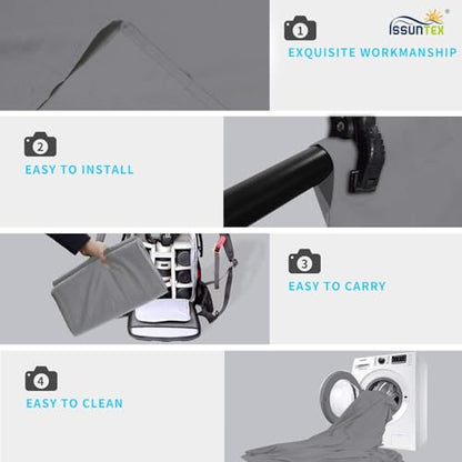 ISSUNTEX 9X15 ft Background Polester Backdrop, Photo Studio, Collapsible High Density Screen for Video Photography and Television-Gray - color: Gray